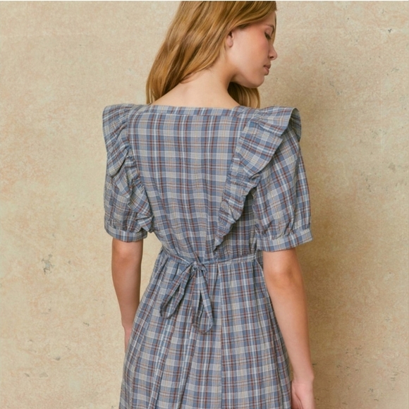 Christy Dawn Darcy dress in blue azure plaid, small - Picture 3 of 9